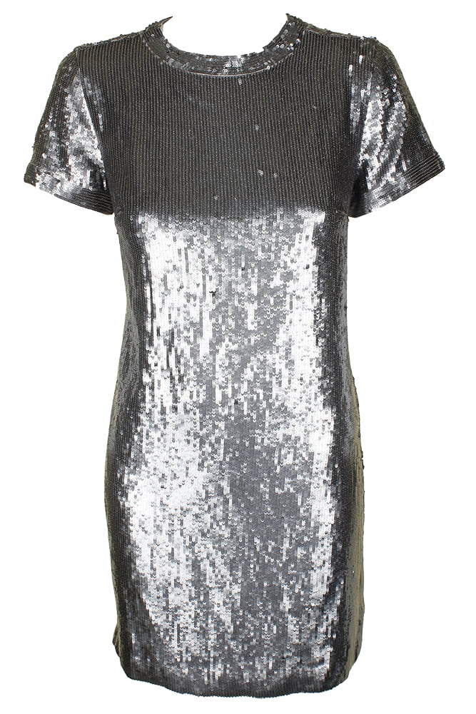 Metallic Silver Short Dress